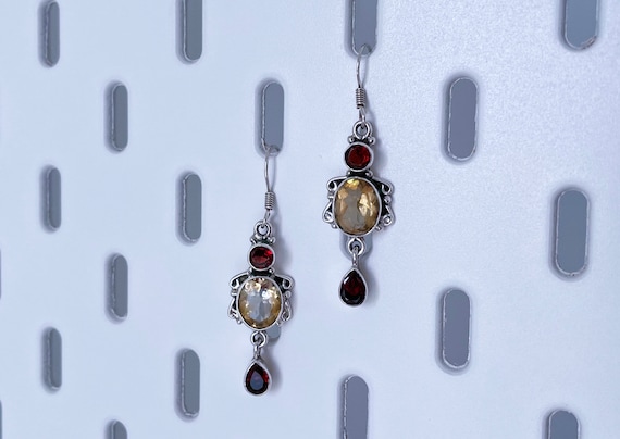 Art Nouveau Sterling Silver Crystal Stones and Ru… - image 1