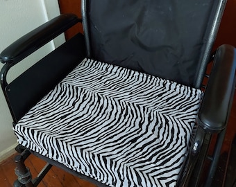 Wheelchair Seat Cushion Cover, With The Chosen Zebra Fabric and Foam