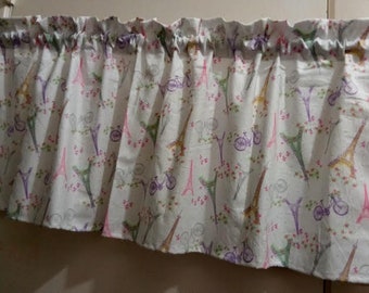 Paris Eiffel Tower and Bicycle Window Curtain Valance