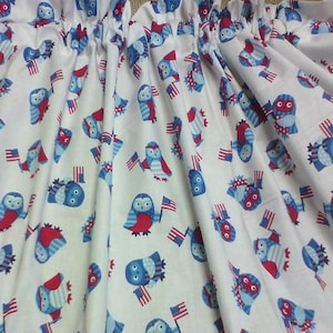 Patriotic Owl and Flag Window Curtain Valance