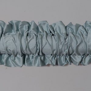 Robin Egg Silk Fabric, Ruffle Sleeve Topper Valance