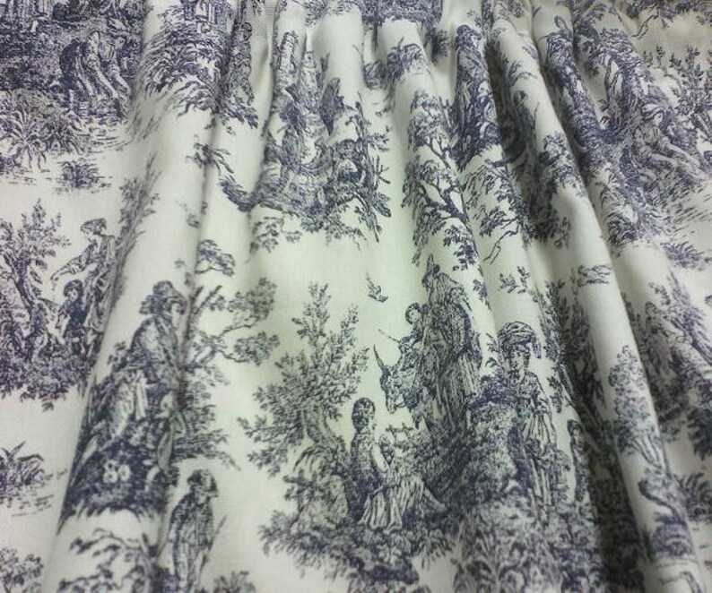 Window Curtain Or Valance Iamestown Toile Color Blue White Etsy