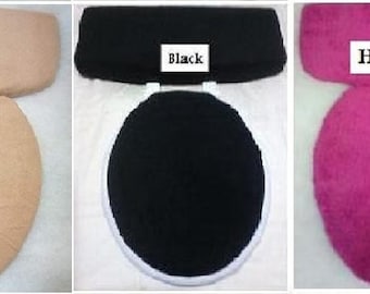 Caramel, Black, Hot Pink Fleece Fabric COVER Toilet Set Lid OR/AND Tank Top