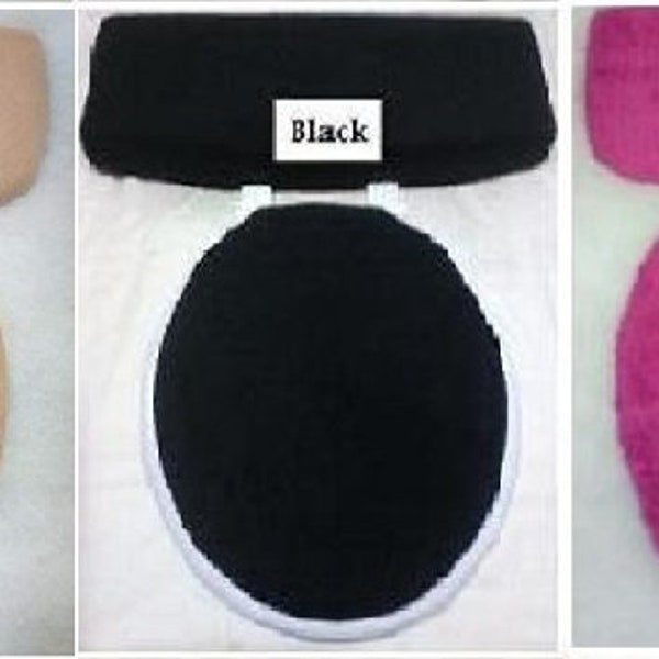 Caramel, Black, Hot Pink Fleece Fabric COVER Toilet Set Lid OR/AND Tank Top