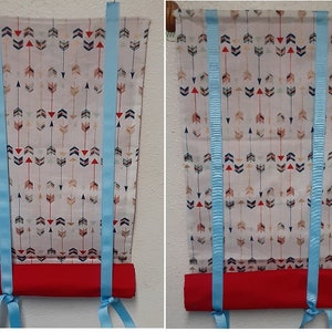 Arrow Roll-Up Tie Up Shade Classroom Office Door Window Curtain
