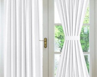 Solid WHITE Curtain Drape for Sidelight Window Entry Door French Door