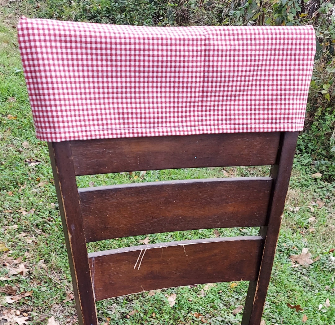 Red Cheerful Check, Chair Back Cover Caps Chair Back Topper Etsy