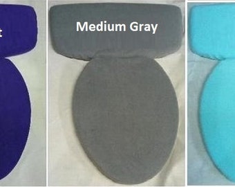 Eggplant, Medium Gray, Mint Fleece Fabric Cover Toilet Set Lid OR/AND Fabric Cover Tank Top