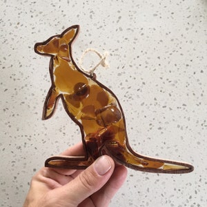 Glass kangaroo recycled art, glass gift present beach shack coastal ocean beach ocean