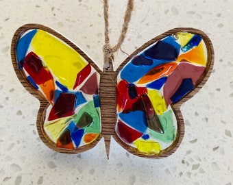 Glass Butterfly  - ocean, glass, beach, beach shack, gift, ocean, coastal, present, recycled art,