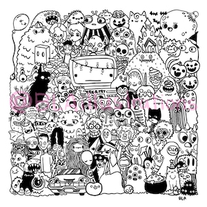 DIGITAL DOWNLOAD- MONSTERMASH coloring page, diy coloring, kid friendly coloring page, cute, print at home coloring page, instant download