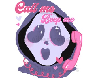 DIGITAL DOWNLOAD- Call Me Valentine, Love, Valentine Card, Hearts, Scream, Ghostface, cute, print at home, instant download, printable