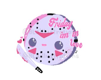 DIGITAL DOWNLOAD- FRIDAY Valentine, Love, Valentine Card, Hearts, Jason, Friday the 13th, cute, print at home, instant download, printable