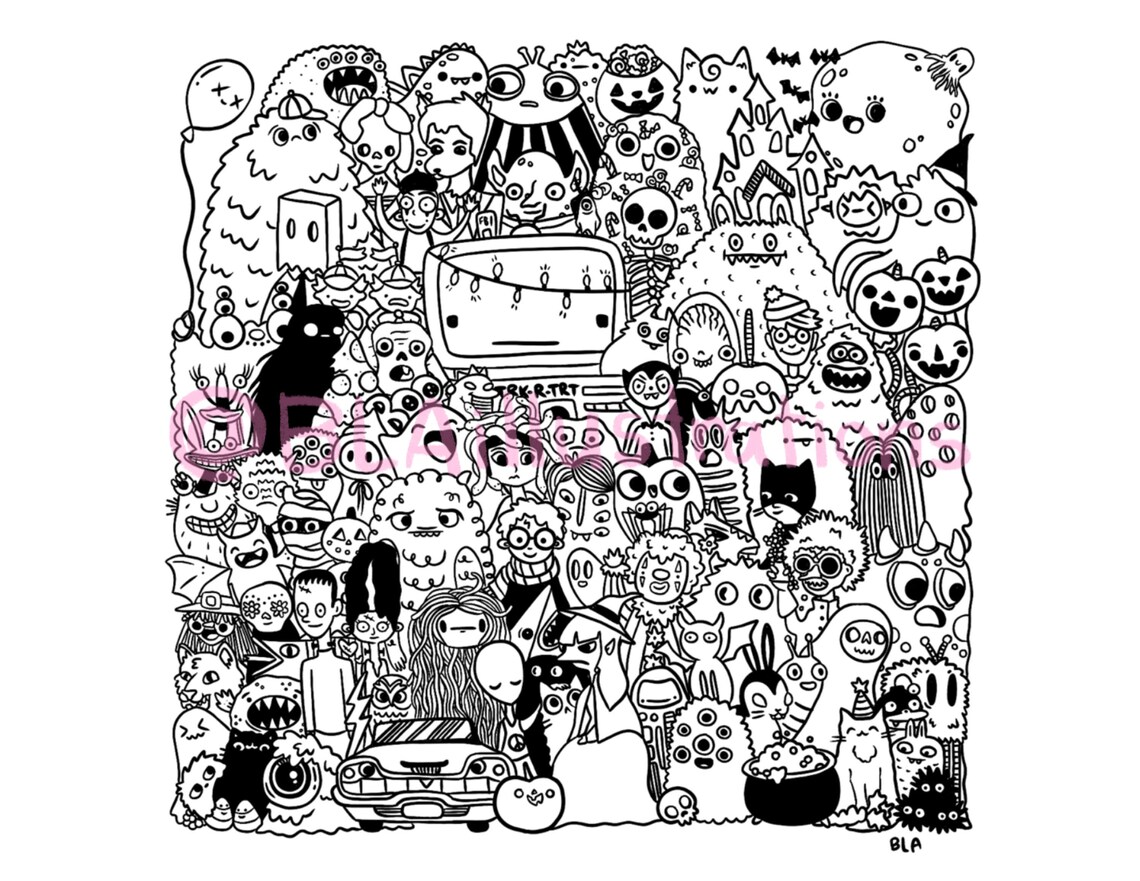DIGITAL DOWNLOAD- MONSTERMASH Coloring Page, Diy Coloring, Kid Friendly ...