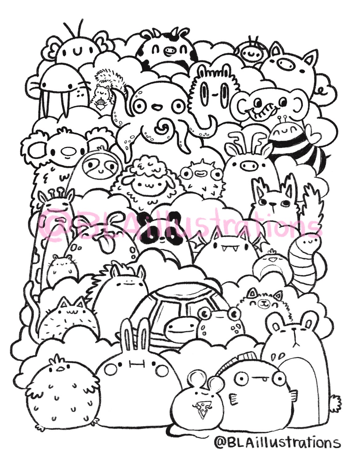 DIGITAL DOWNLOAD SQUISH Coloring Page, Diy Coloring, Kid Friendly