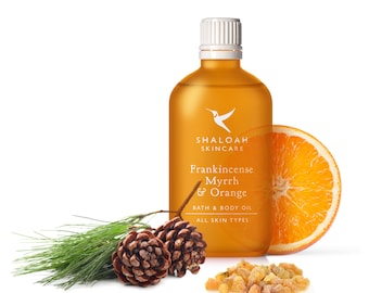 Bath and Body Oil with Frankincense and Orange, Massage Oil, Organic Bath Oil, Vegan Skincare, Aromatherapy Gift, Christian Gifts for Women