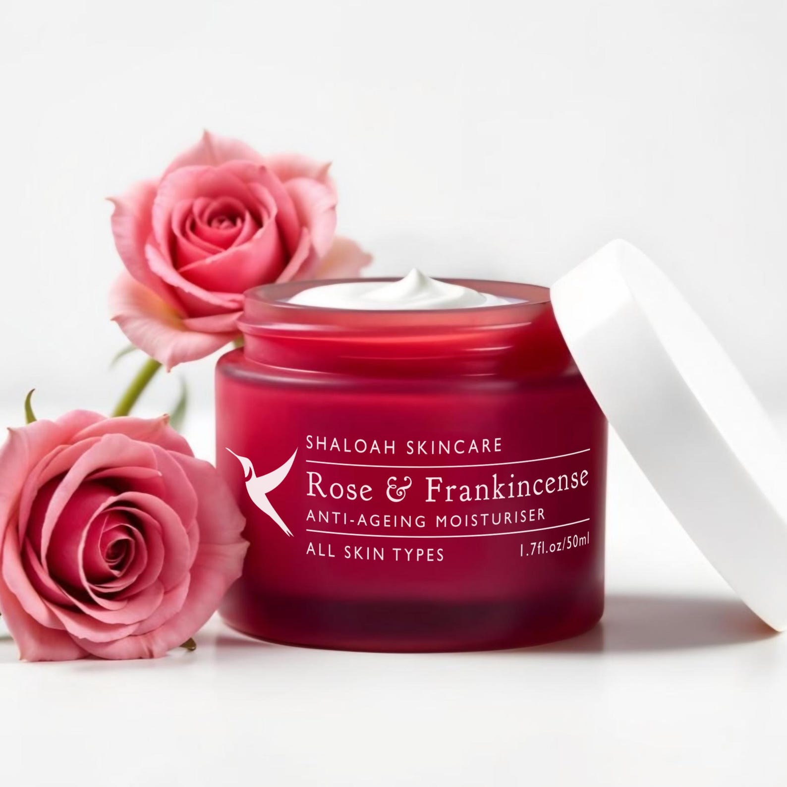 Anti-ageing Face Cream, Rose and Frankincense Natural Moisturiser, Luxury Skincare Cream, Organic Skincare Products, Face Moisturiser