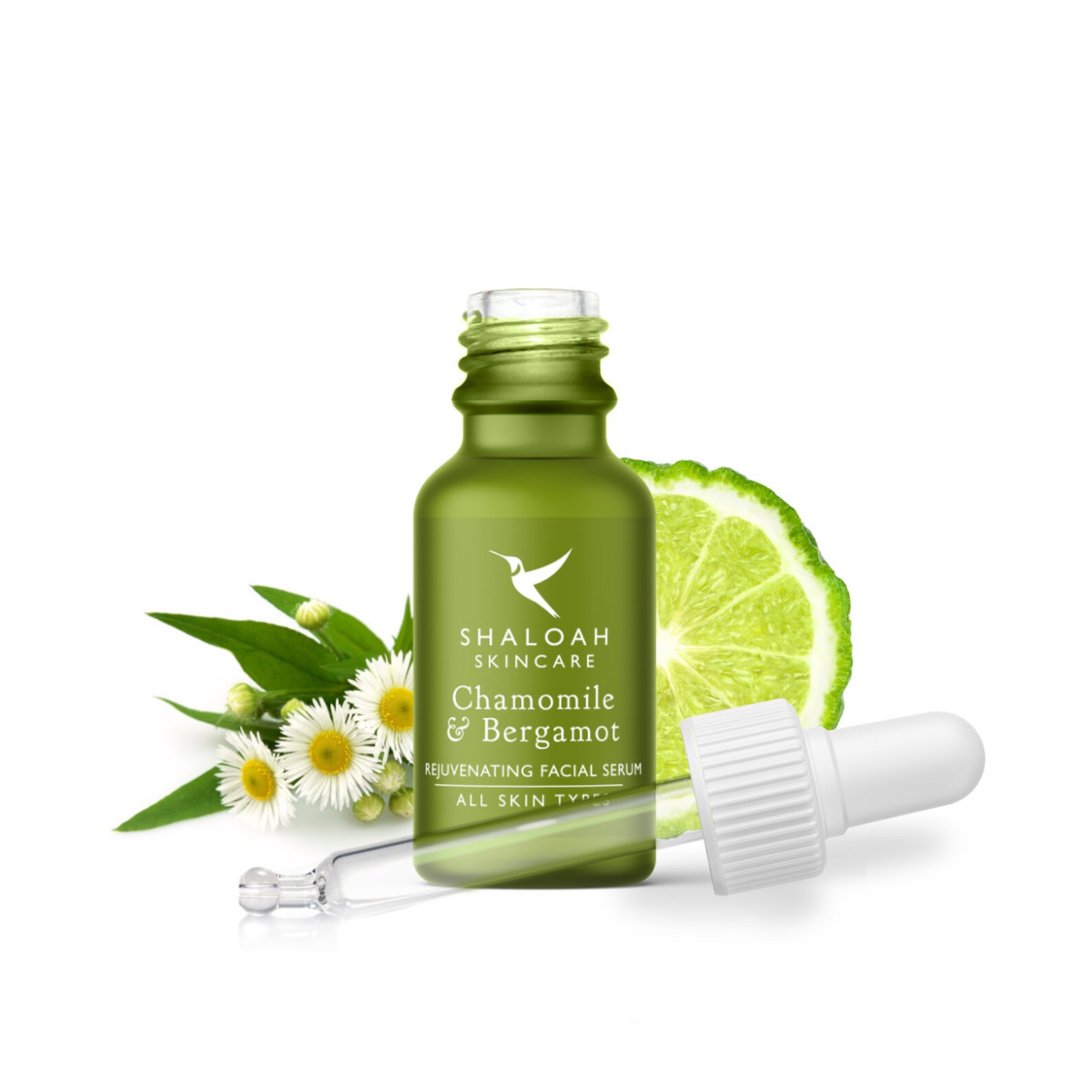 Chamomile & Bergamot Face Oil with Rosehip, 100% Natural Vegan Skincare for Sensitive Skin