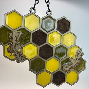 Handmade Wooden Honeycomb Suncatcher