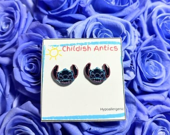 Stitch Earrings | Lilo and Stitch Earrings | Disney Christmas Gift | Cute Disney Jewelry | Resin Stud Earrings