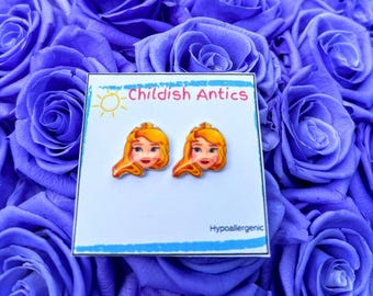 Aurora Earrings, Sleeping Beauty Earrings, Disney Stud Earrings, Disney Princess, Disney Jewelry, Disney Necklace, Hypoallergenic