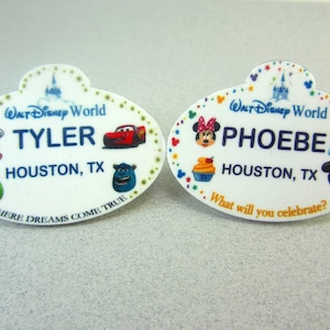 Customized Disney World Character Name Tag, Disney World Lapel Pin, Disney World Badge, Disney World Button