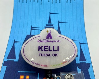 Customized Disney World Badge Reel Name Tag, Castmember Button,  Holder, ID, Identification, Passholder, Disneyland, Lanyard