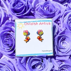 Winnie the Pooh Earrings, Pooh Bear Earrings, Disney Stud Earrings, Disney Jewelry, Disney Necklace, Hypoallergenic