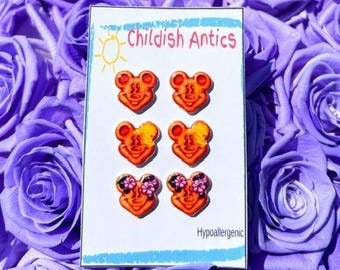 Mickey Waffle Earrings, Disney Parks Food, Disney Stud Earrings, Disney Jewelry, Disney Necklace, Hypoallergenic