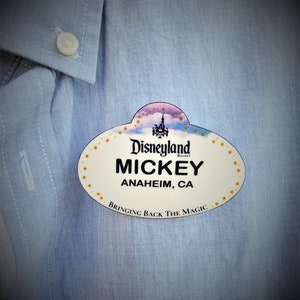 Customized Disneyland Bringing Back the Magic Name Tag, Disneyland Lapel Pin, Disneyland Badge, Disneyland Button, Disneyland Cast Member