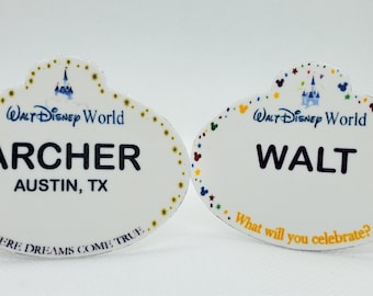 Customized Disney World Cast Member Name Tag, Disney World Lapel Pin, Disney World Badge, Disney World Button