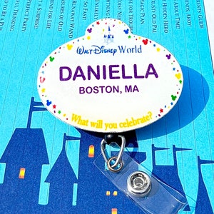 Customized Disney World Badge Reel Name Tag, Disney World Badge, Disney World Button, Nurse Badge Reel, Badge Holder, Teacher Badge Reel
