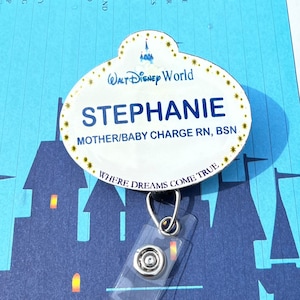 Customized Disney World Badge Reel Name Tag, Disney World Badge, Disney World Button, Nurse Badge Reel, Badge Holder, Teacher Badge Reel