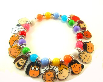 Charlie Brown Charm Bracelet, Charlie Brown Jewelry, Peanuts Bracelet, Peanuts Jewelry, Snoopy Braqelet, Snoopy Jewelry, Peanuts Birthday