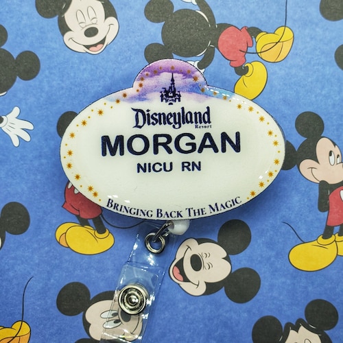 Customized Disneyland Badge Reel Name Tag Disneyland Lapel Etsy