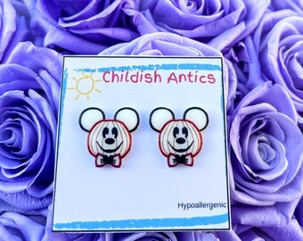 Halloween Mickey Earrings, Pumpkin Mickey and Minnie, Disney Stud Earrings, Disney Jewelry, Disney Necklace, Hypoallergenic