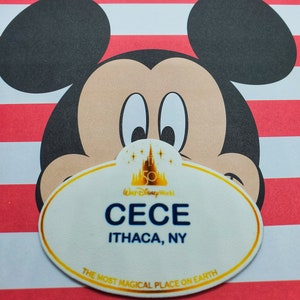 Customized Disney World Cast Member  50th Anniversary Name Tag, Disney World Lapel Pin, Disney World Badge, Disney World Button