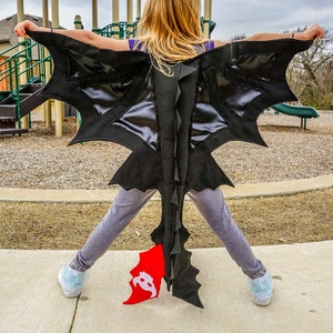 Black Dragon Wings with fins Kids Age 1 to Adult
