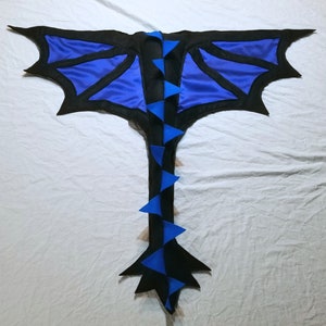 Dragon Wings & Tail Costume Basic Black Blue Kids Age 1 to Adult