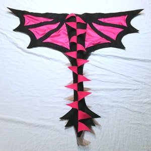 Dragon Wings & Tail Costume Basic Black Hot Pink Kids Age 1 to Adult
