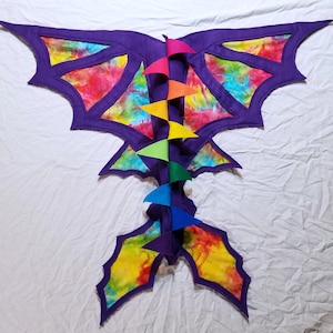 Dragon Wings and Tail Purple Rainbow with Fins Costume Kids Ages 6 Months to Adult