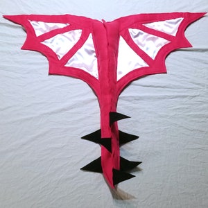 Dragon Wings & Tail Basic Pink with Black spikes Costume Kids Age 1 to Adult