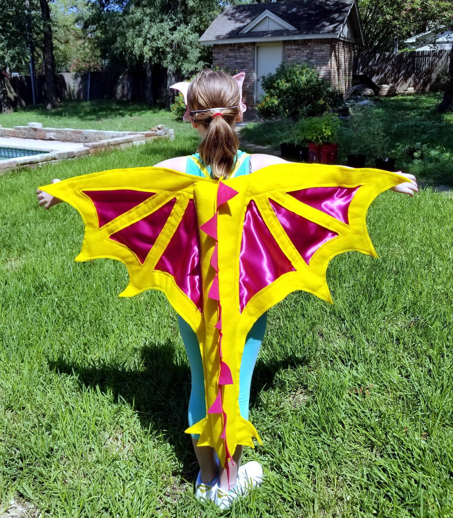 Dragon Wings Costume Yellow Ages Kids 1 to Adult Etsy