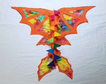 Dragon Wings and Tail Orange Rainbow Costume Kids Ages 6 Months to Adult