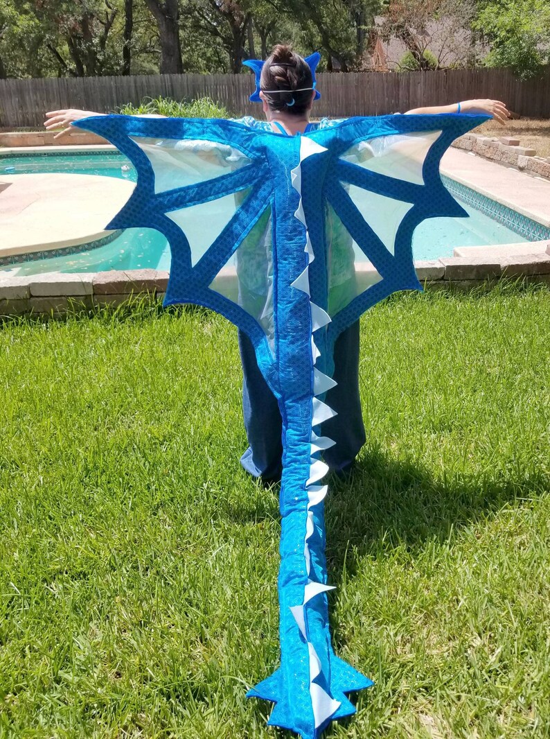Dragon Wings Costume Super Long Tail w/ Awesome Blue Scale Etsy