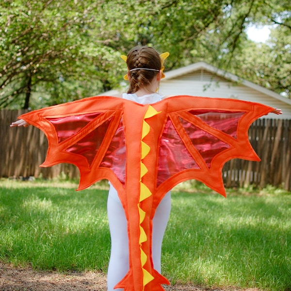 Dragon Wings and Tail Basic Fire Red Orange Yellow Kids Ages 1 to Adult