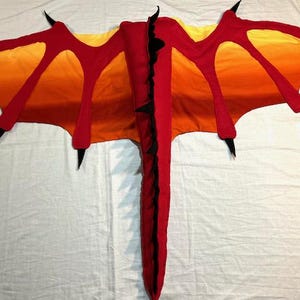 Dragon Wings and Tail Premium Red Sunset Sky Kids Age 4 to Adult