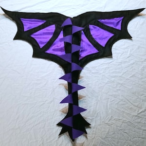 Dragon Wings & Tail Costume Basic Black Purple Kids Age 1 to Adult