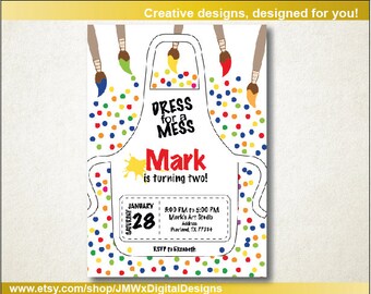Painting Party Invitation, Art Party Invitation, Art Birthday Party, Boy birthday, Art Themed Party, Paint Party Invites, Painting Party