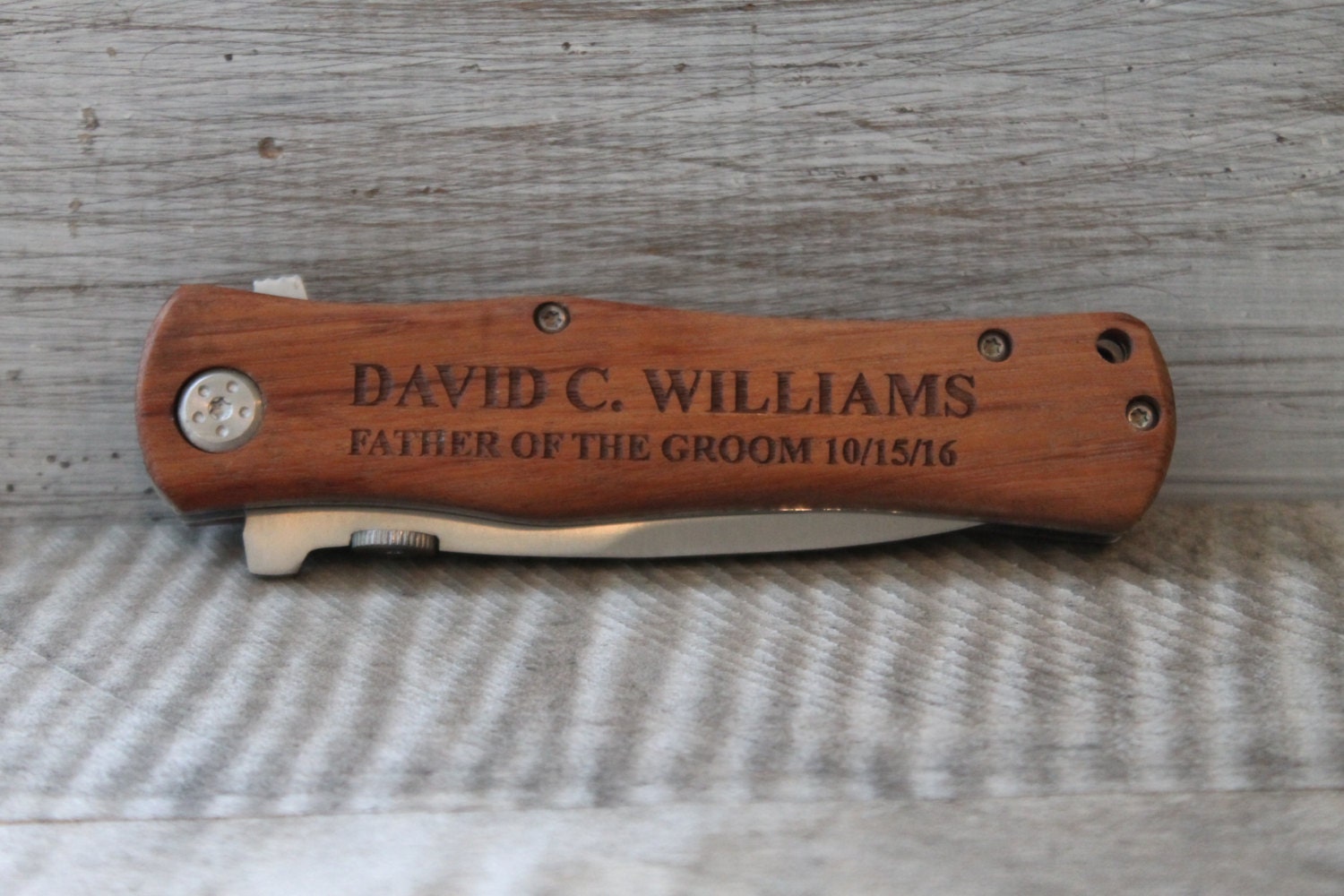 PersonalizedLaser Engraved Wood Handle Pocket KnifeGroomsmen Etsy